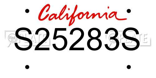 S25283S California License Plate