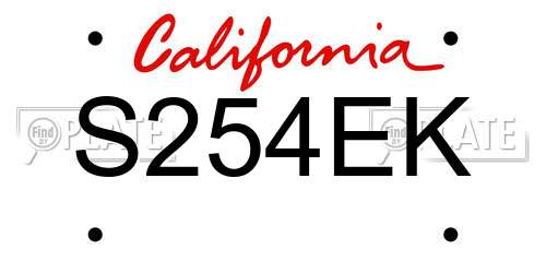 S254EK California License Plate