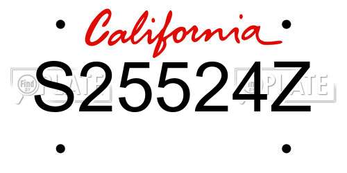 S25524Z California License Plate