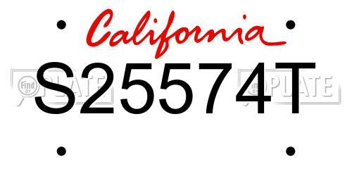 S25574T California License Plate