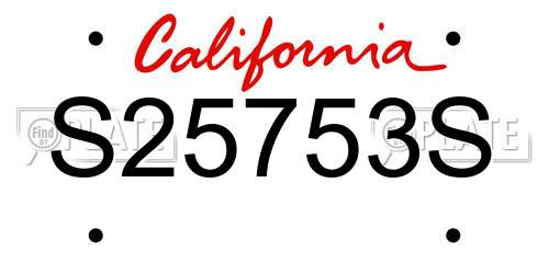 S25753S California License Plate