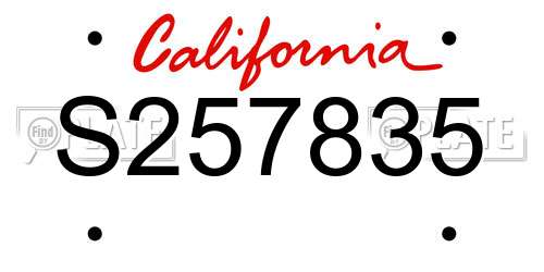 S257835 California License Plate
