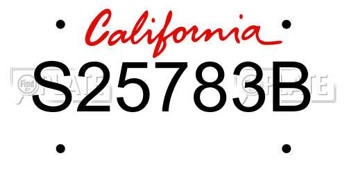 S25783B California License Plate