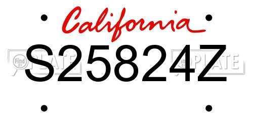 S25824Z California License Plate