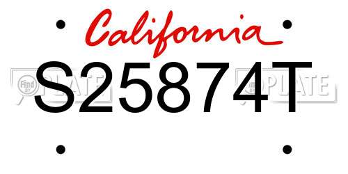 S25874T California License Plate
