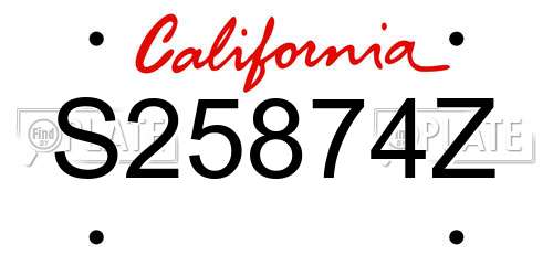 S25874Z California License Plate