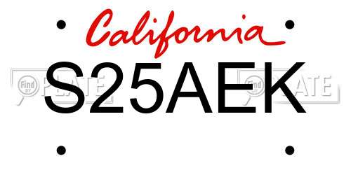 S25AEK California License Plate