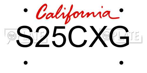 S25CXG California License Plate