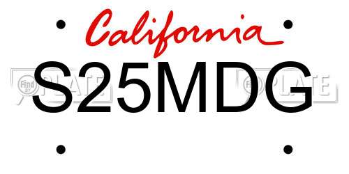 S25MDG California License Plate