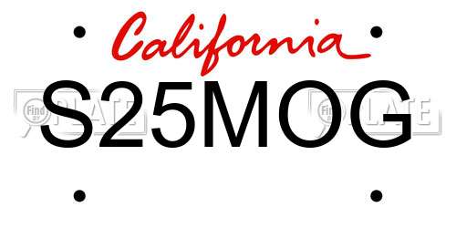 S25MOG California License Plate