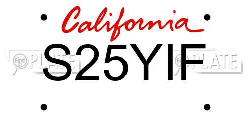 S25YIF California License Plate