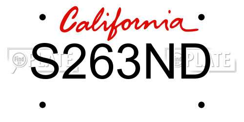 S263ND California License Plate