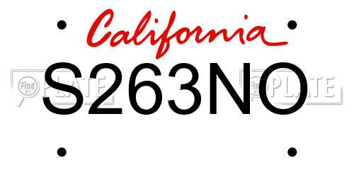 S263NO California License Plate
