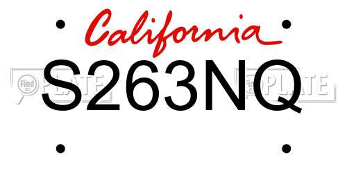S263NQ California License Plate