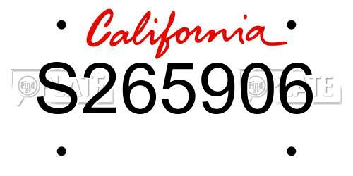 S265906 California License Plate