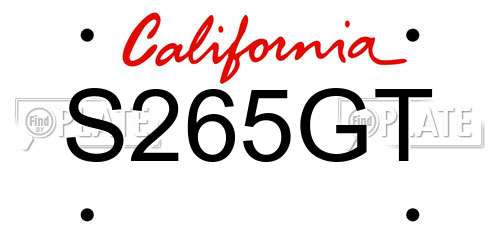 S265GT California License Plate