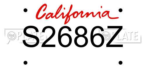 S2686Z California License Plate