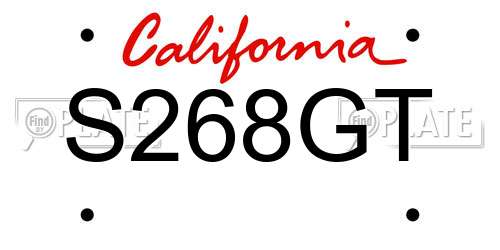 S268GT California License Plate