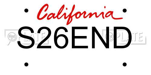 S26END California License Plate