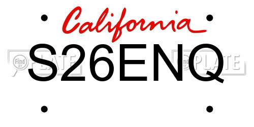 S26ENQ California License Plate