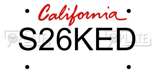 S26KED California License Plate