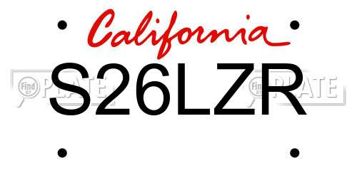 S26LZR California License Plate