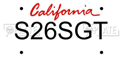 S26SGT California License Plate