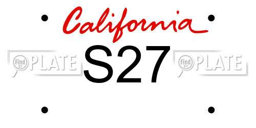 S27 California License Plate