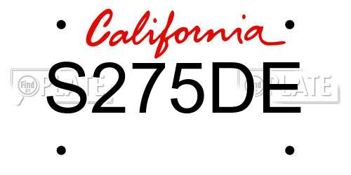 S275DE California License Plate