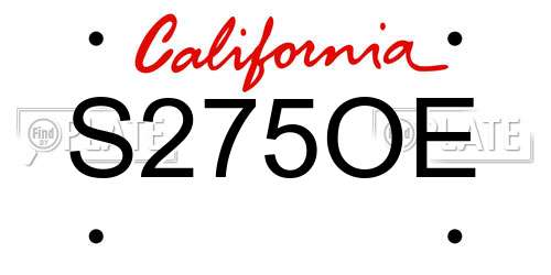 S275OE California License Plate