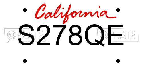 S278QE California License Plate