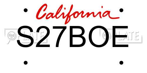 S27BOE California License Plate