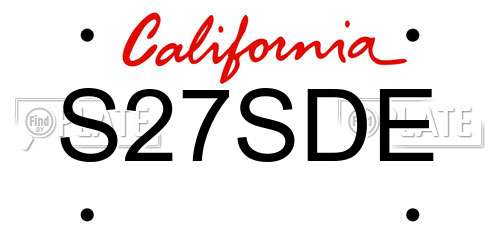 S27SDE California License Plate