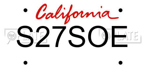 S27SOE California License Plate