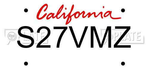 S27VMZ California License Plate