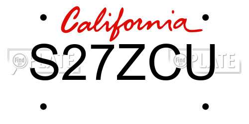 S27ZCU California License Plate