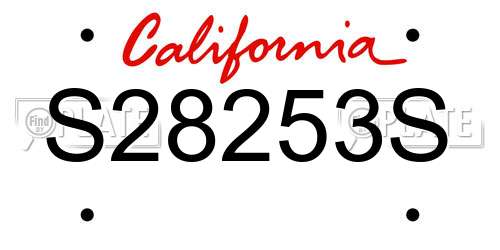 S28253S California License Plate
