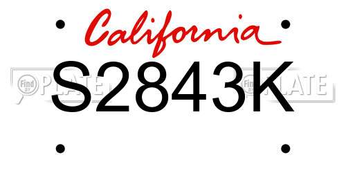 S2843K California License Plate