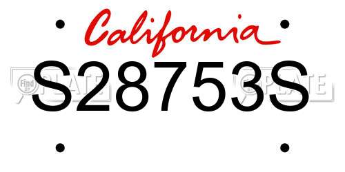 S28753S California License Plate