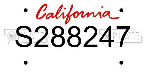 S288247 California License Plate