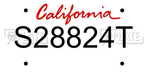 S28824T California License Plate
