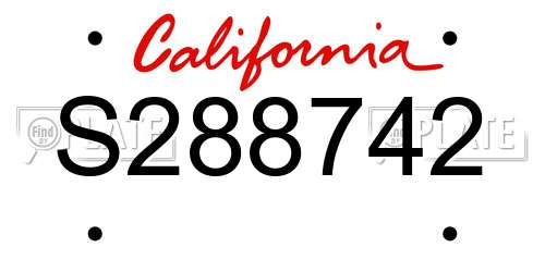 S288742 California License Plate