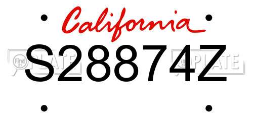 S28874Z California License Plate