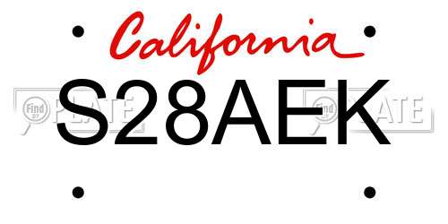 S28AEK California License Plate
