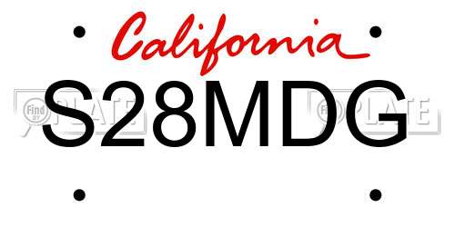 S28MDG California License Plate