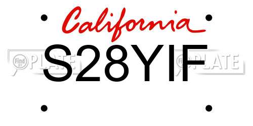 S28YIF California License Plate