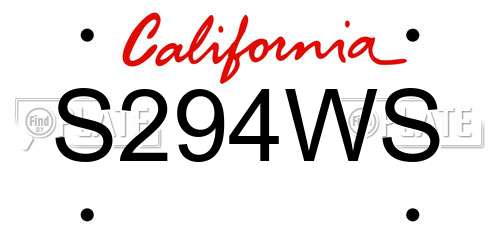 S294WS California License Plate
