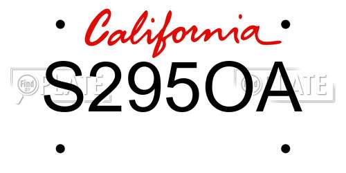 S295OA California License Plate