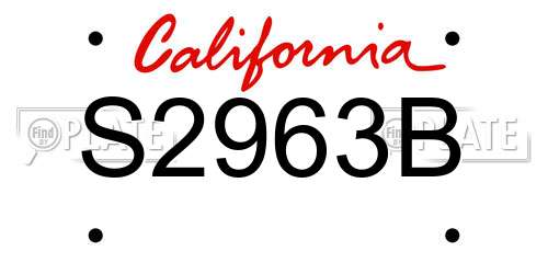 S2963B California License Plate