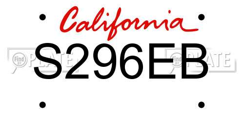 S296EB California License Plate